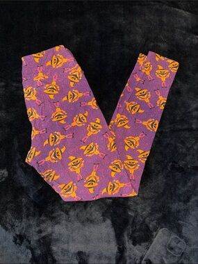 LuLaRoe Purple Halloween Leggings with Orange Pumpkin Faces